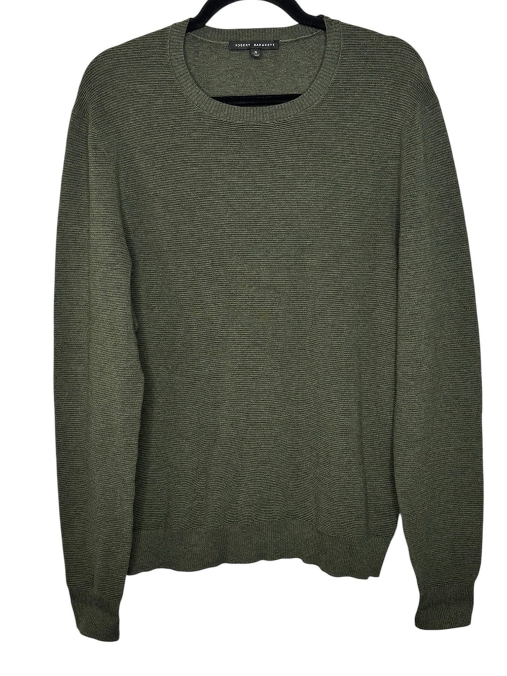 Robert Barakett Long Sleeve Crew Neck Sweater Green Cotton RB52270 Enrique Med